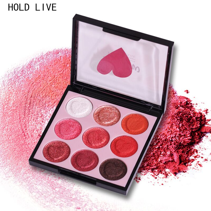 HOLD LIVE九色眼影盤人魚姬橘色啞光南瓜色桃花妝酒紅西柚色眼影