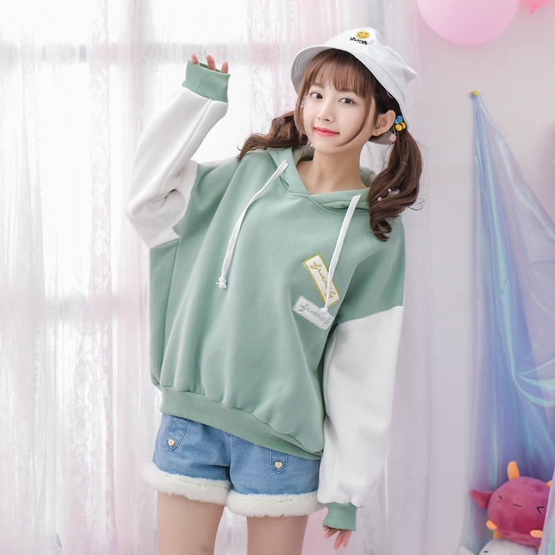 少女連帽套頭上衣日系寬鬆秋裝衣服