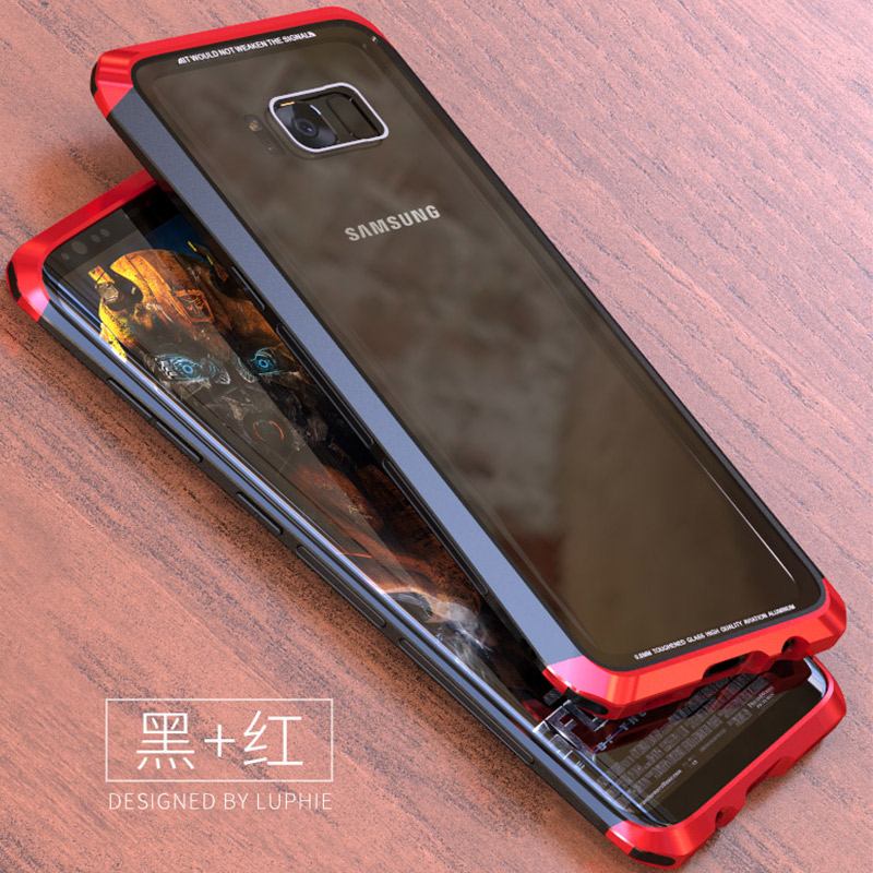 <免費觀看，潮流時尚>三星S8 plus手機殼鋼化玻璃后蓋S8+保護殼個性全包s8防摔金屬邊框