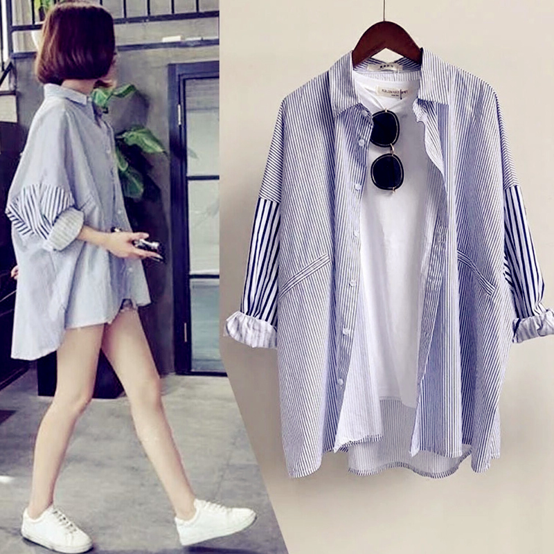 夏天寬鬆大碼防晒衣服女學生韓版潮bf防晒襯衫春秋天百搭薄外套女