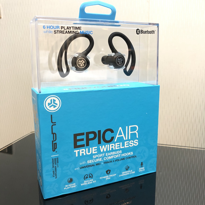 JLab Epic air真無線藍牙耳機hifi音質APTX 掛耳運動防水帶充電盒